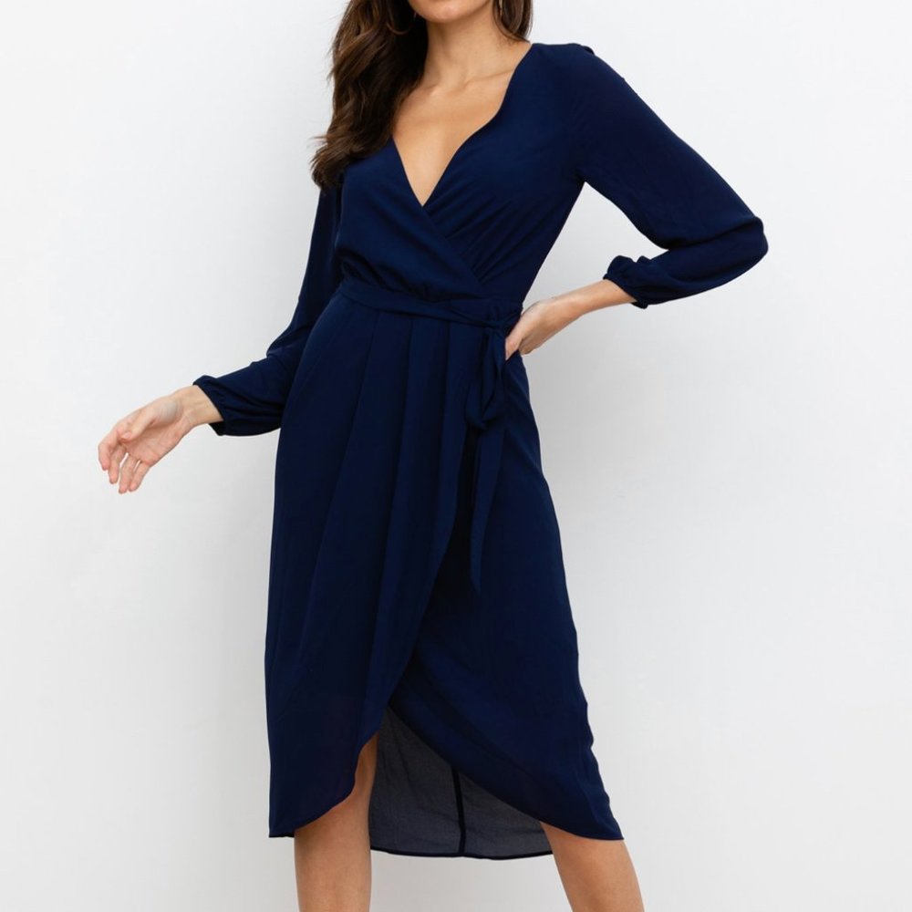 Yumi Kim Julienne Wrap Dress in Navy Blue